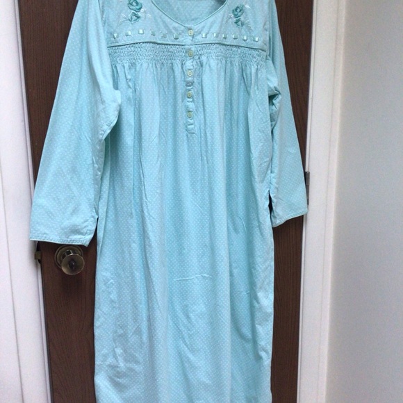 Key Ocean Elegant nightgown 100% cotton jersey, embroidered, satin trim, sz 2XL - Picture 4 of 11